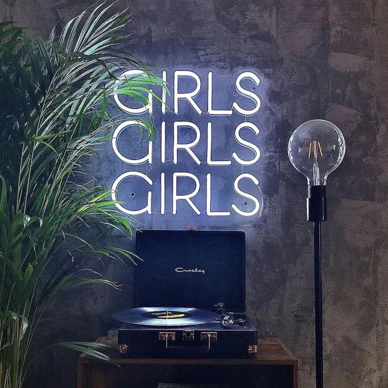 Girls Girls Girls Neon Sign, Custom Neon Sign, Bedroom Neon Sign, Home Decor, Wall Decor, Neon Sign with Dimmer, Led Neon Light