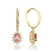 valori jewels elegant drop 0 66 carat zirconia pink and white pear gemstone gold plated sterling silver dangle earrings