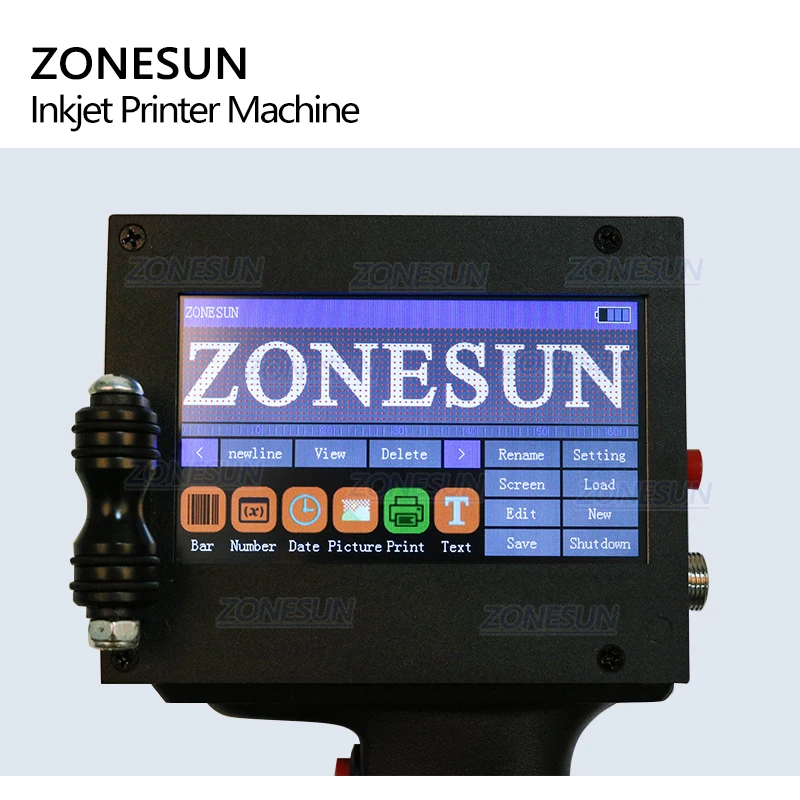 Ручной Интеллектуальный USB QR струйный принтер ZONESUN с сенсорным экраном 360