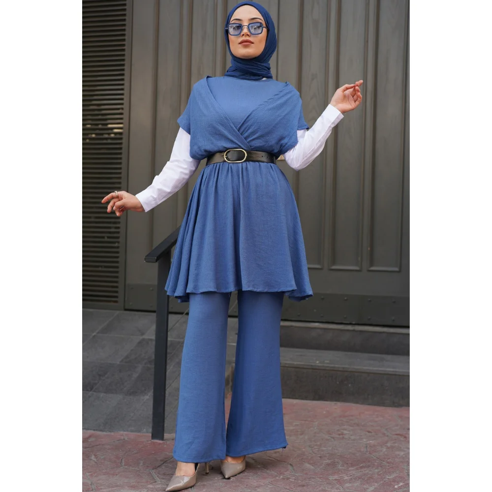 Double Combination Linen Ayrobin Hijab Suit 2022 Season Summer Product Trend Moda abaya ramadan muslim dress women abayas modest