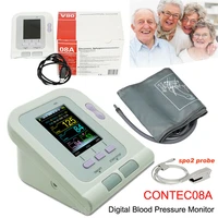 contec08a color lcd display digital blood pressure monitor nibp software sphygmomanometer with adult cuff and spo2 probe
