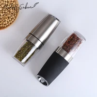 stainless steel automatic salt pepper grinder set kitchen electric spice mill sea saltpepper seasoning bottle adjustable tool