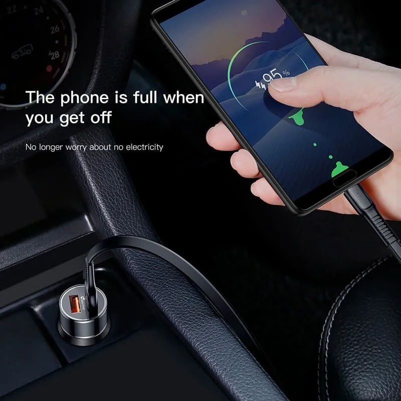 Автозарядка Baseus Small Screw Dual USB Quick Charge 36W черная |