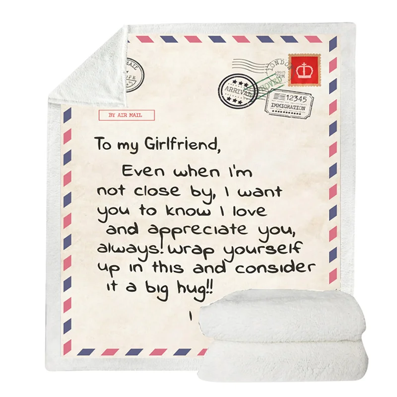 

Flannel Throw Blanket Letter Printed Quilts Air Mail 3d Print Keep Warm Sofa Child Blanket Home Textiles Dreamlike Family Gift