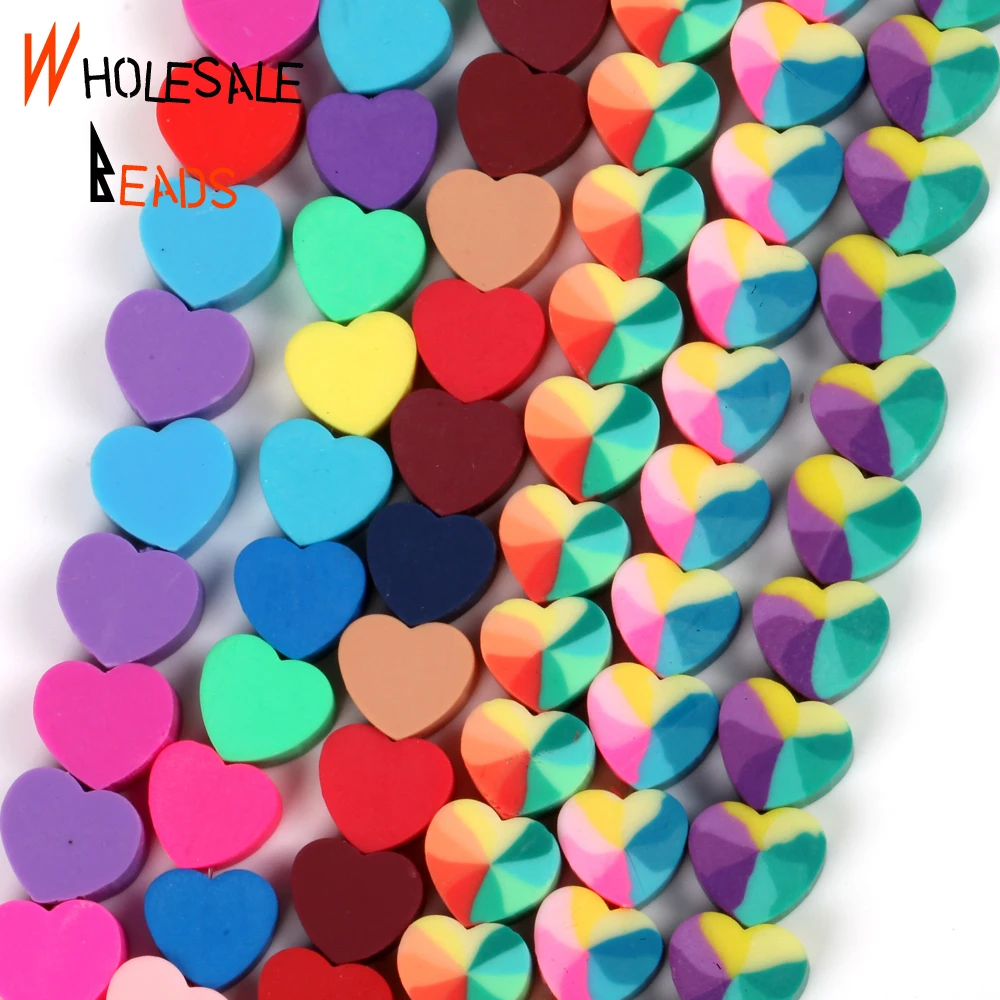 

38pcs/Lot Peach Heart Clay Spacer Beads Polymer Clay Beads For Jewelry Making DIY Handmade Bracelets Accessories Charm 15“