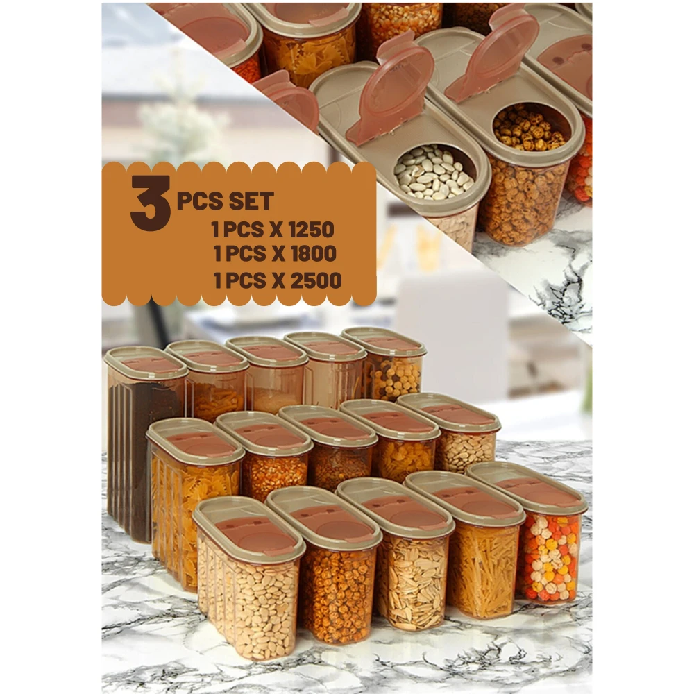 

Kitchen Food Storage Box Container Set Organizer Square Vacuum Lid Airtight Jar Pantry Noodle Legumes Grain Rice Pasta