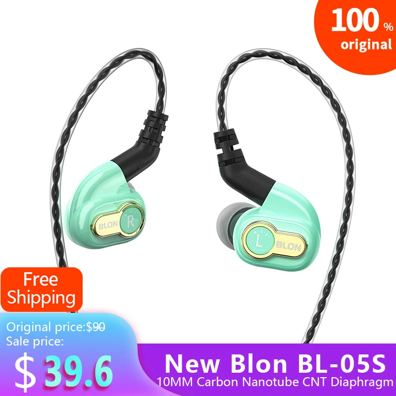 

AK Blon BL05S Third Generation 10mm Upgraded Carbon Diaphragm High Dynamic HIFI Earphone Stereo Earbud Metal Detachable Headset
