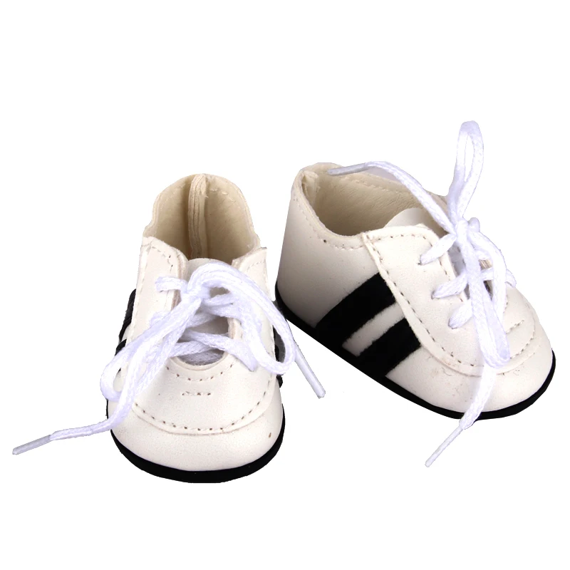 7cm Leather Doll Shoes For 18 Inch American Doll Boots Accessories Lacing Sneakers For 43cm Baby New Born& OG,Russia Girl Dolls