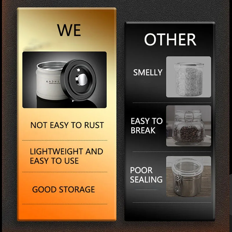 Stainless Steel Airtight Coffee Bean Container Storage 750/1100/1600ML Jar Canister Set For Beans Tea Nut Vacuum |