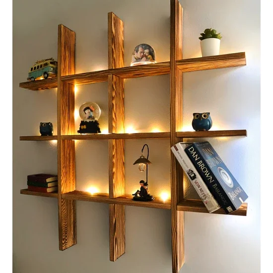 

New Wooden LED Lighted Decorative Multiple Wall Shelf Bookcase Home Decorative Wall Mounted Hanging Storage Shelves Livingroom