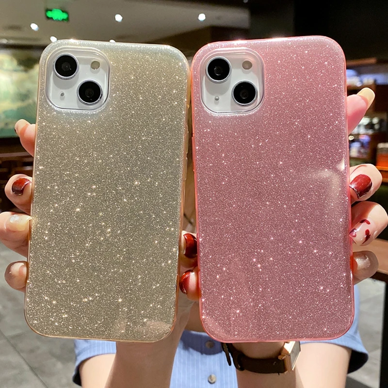 

Glitter Case For iPhone 13 11 12 Pro 11Pro Max X XR XS 7 8 Plus Bling Sparkle Cute Girl Women Shockproof Silicone Cover