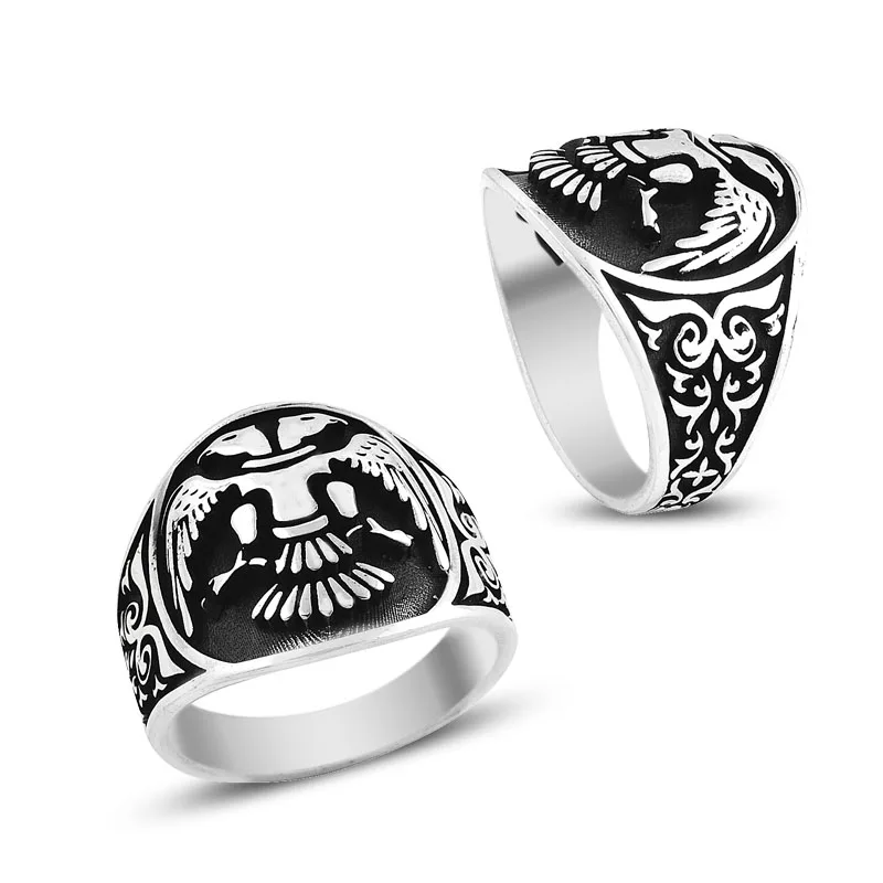 

925 Silver Ethnic Albenian Flag Ring for Men