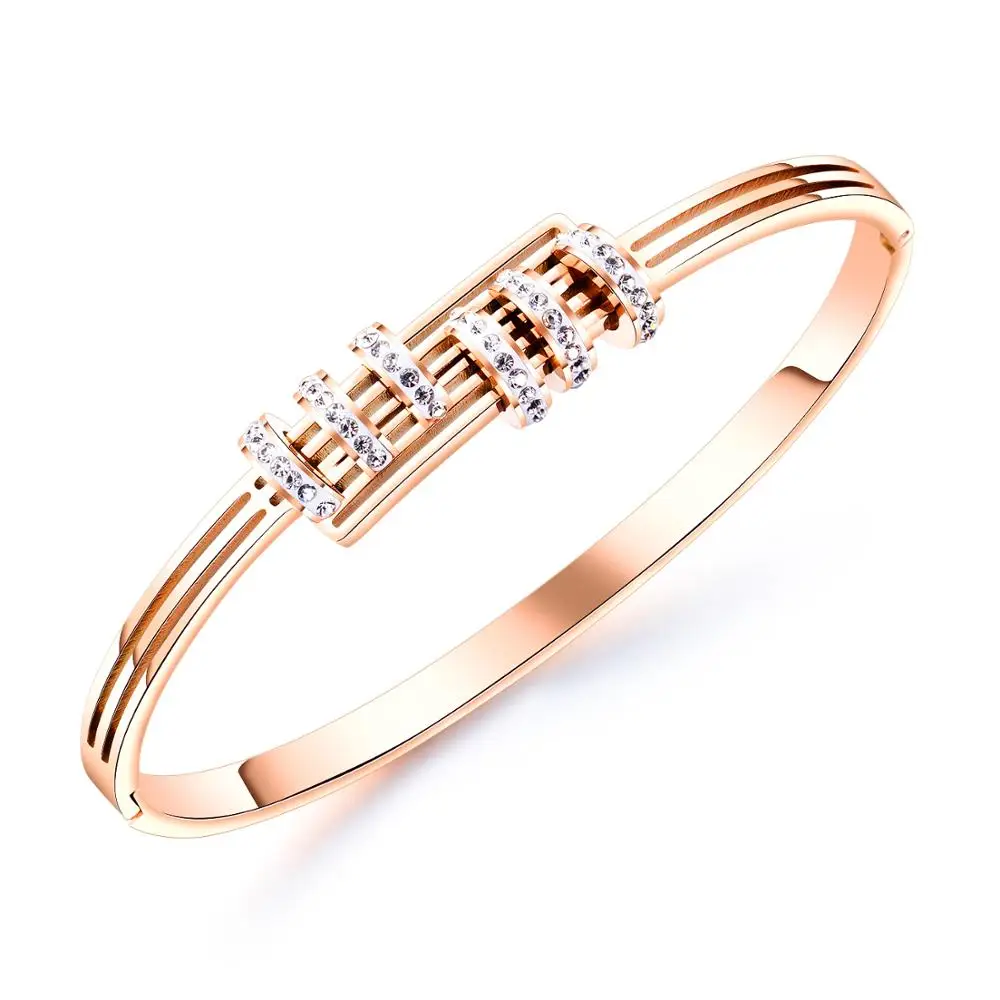 

Luxury Stainless Steel Bracelets Bangles With White Crystals Female Cubic Zirconia Charm Bracelet for Women Wedding Jewelry