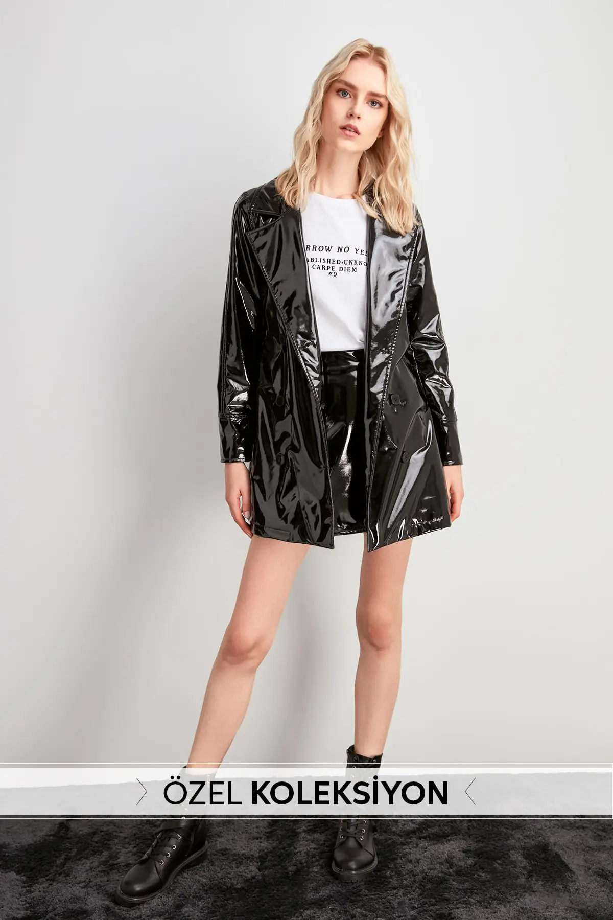 Trendyol яркий из лакированной кожи Искусственная кожа Тренч TWOAW20TR0026|Женские плащи и