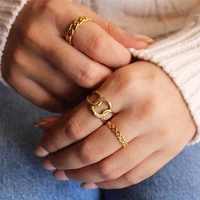 stainless steel rings for women vintage twisted adjustable punk open finger geometry ring jewelry gift bijoux femme 2022
