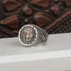 Мужское серебряное кольцо с львом и иконой