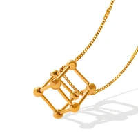 cube pendant necklace titanium steel 18k gold plated fashion ornament
