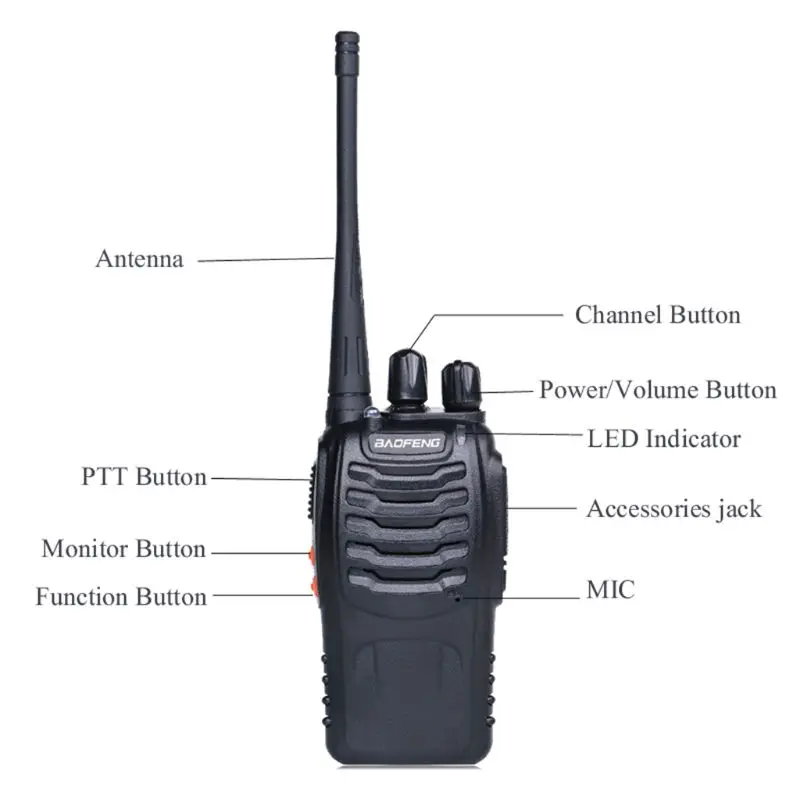 4/2/1PCS Walkie Talkie BF-888S 5W Ham Two-way radio set UHF 400-470MHz 16CH Walkie-talkie Transceiver USB Charger