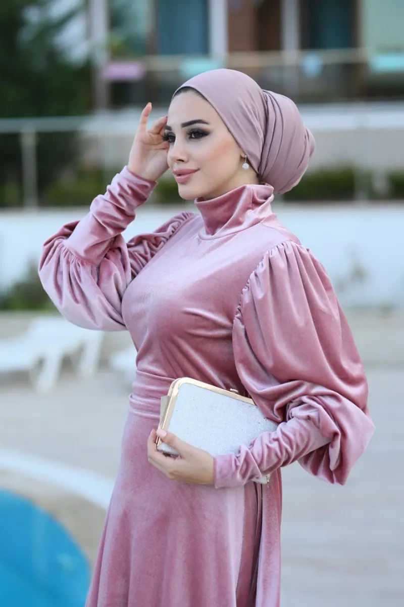 Velour Dress Women Long Dresses Muslim Party Dress European Clothing turkish clothes for women autumn Garment Moroccan kaftan
