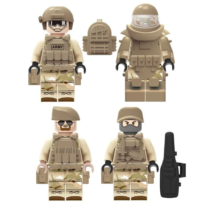Конструктор 12 минифигурок современных военных солдат Строительные блоки