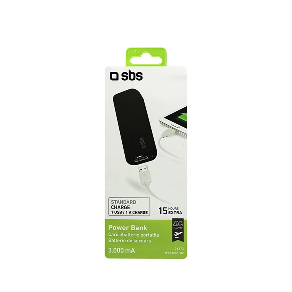 Портативное зарядное устройство SBS 3000 мАч черный|Внешние аккумуляторы| |