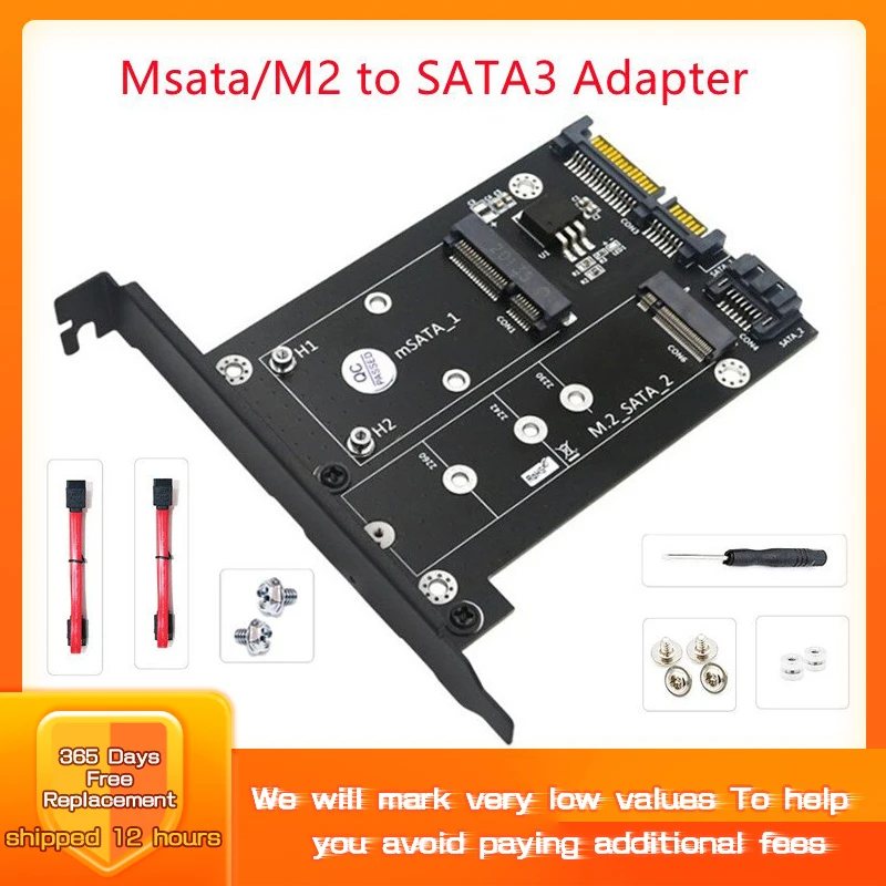 

Адаптер Msata/M2-SATA3, адаптер 2 в 1 с твердотельным накопителем M.2 NGFF на двойной SATA A3, кронштейн с профилем высоты