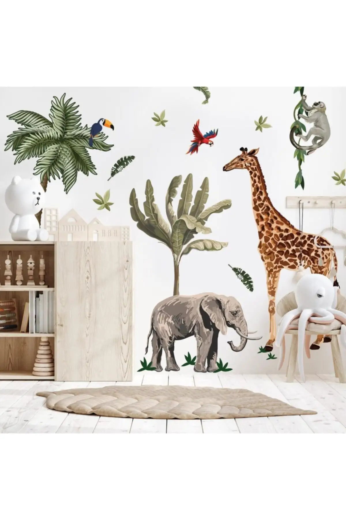 Большой Размеры тропический сафари детские наклейки в детскую комнату ПВХ