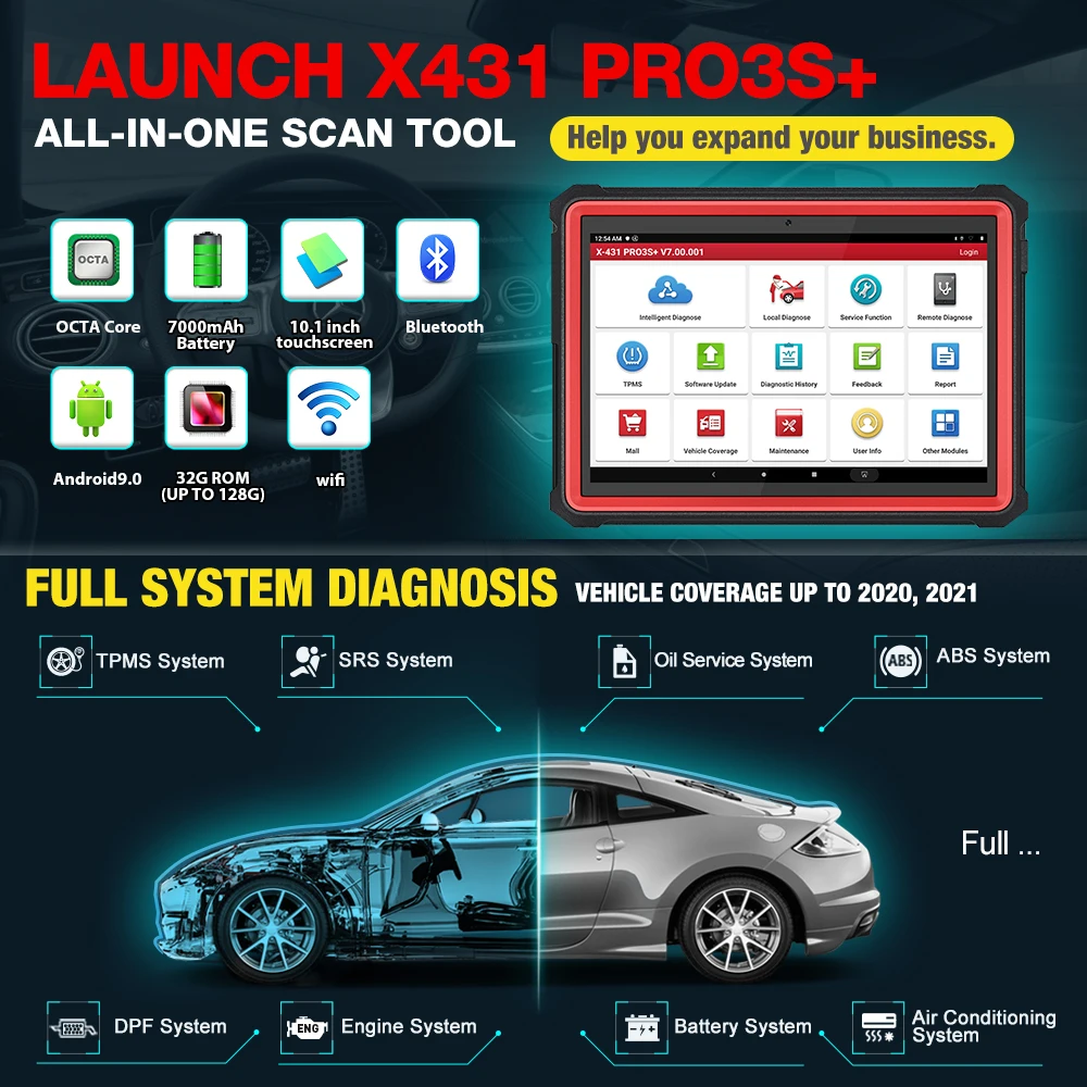 LAUNCH X431 pro3s + 10 1 &quotдюймовый диагностический сканер OBD2 автомобильный инструмент OBD