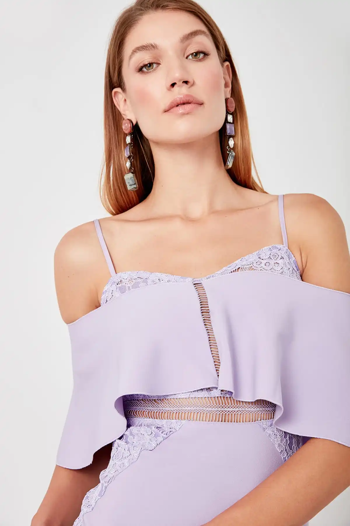 Trendyol шаль воротник разрезы вечернее платье TPRSS19AE0107