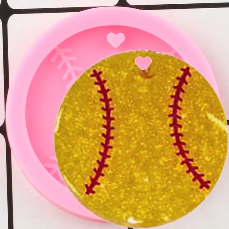 

Блестящая силиконовая форма для бейсбола, ювелирные изделия из эпоксидной смолы, формы для брелоков, форма для подвесок ручной работы «сдел...