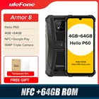 Ulefone Armor 8 прочный мобильный телефон NFC Android 10 Helio P60 4 Гб + 64 Гб 16MP тройной Камера Восьмиядерный 6,1 ''Водонепроницаемый смартфон
