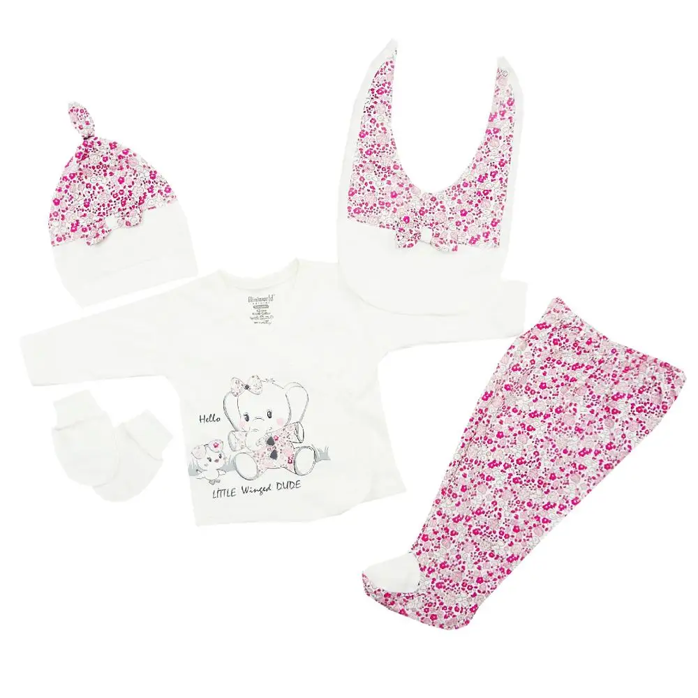 Одежда для новорожденных девочек комплект из 5 предметов рубашка с рисунком