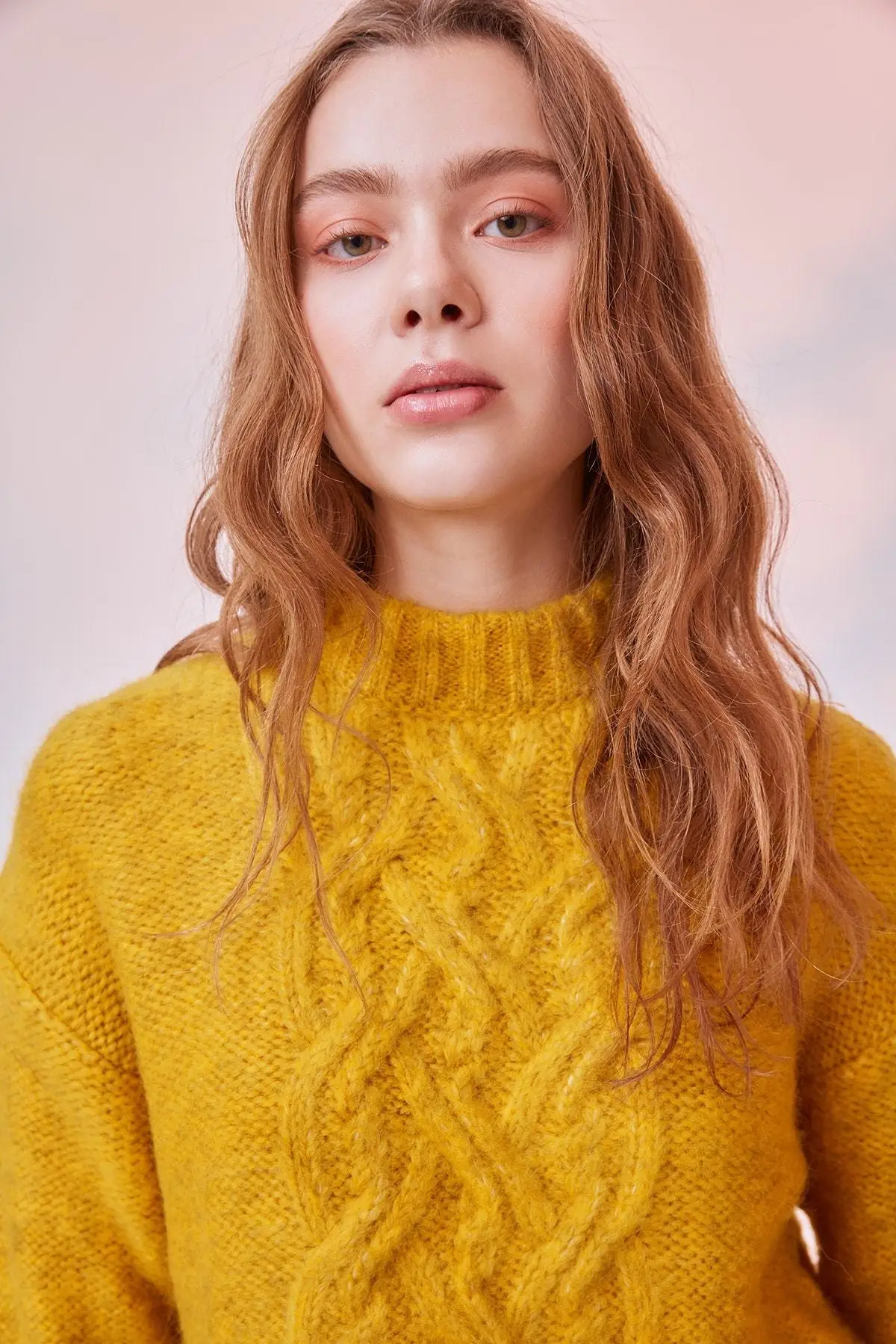 Trendyol желтый сетка подробные вязaный свитeр TWOAW20NV0014 |