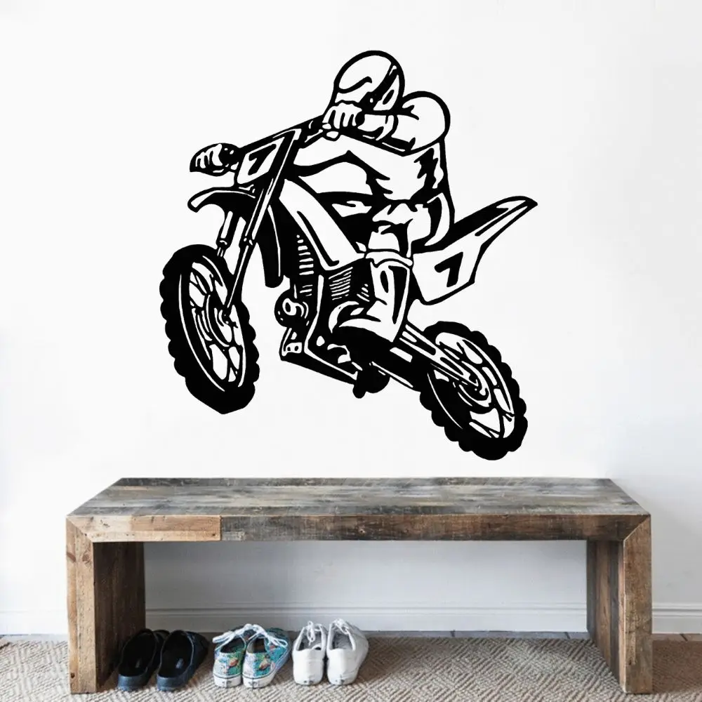 

Fancy Motorcross Biker Wall Sticker Motorbike for Home And Motor Garage Decoration Removable A002529