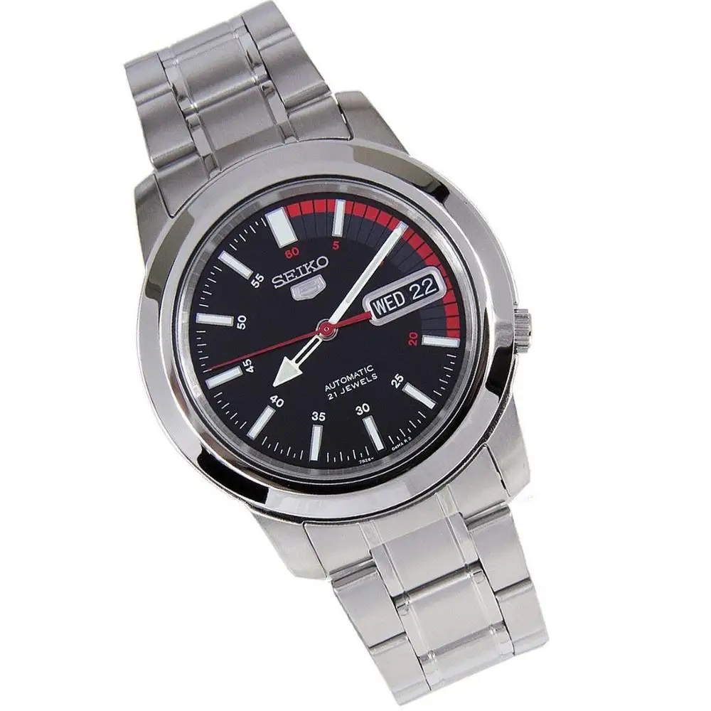 Мужские автоматические часы Seiko 5 SNKK31K1 циферблат черный красный стальной