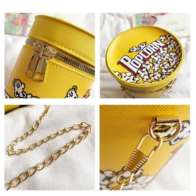 Милая сумка-мешок женские сумки на плечо сумка через с милым принтом попкорна
