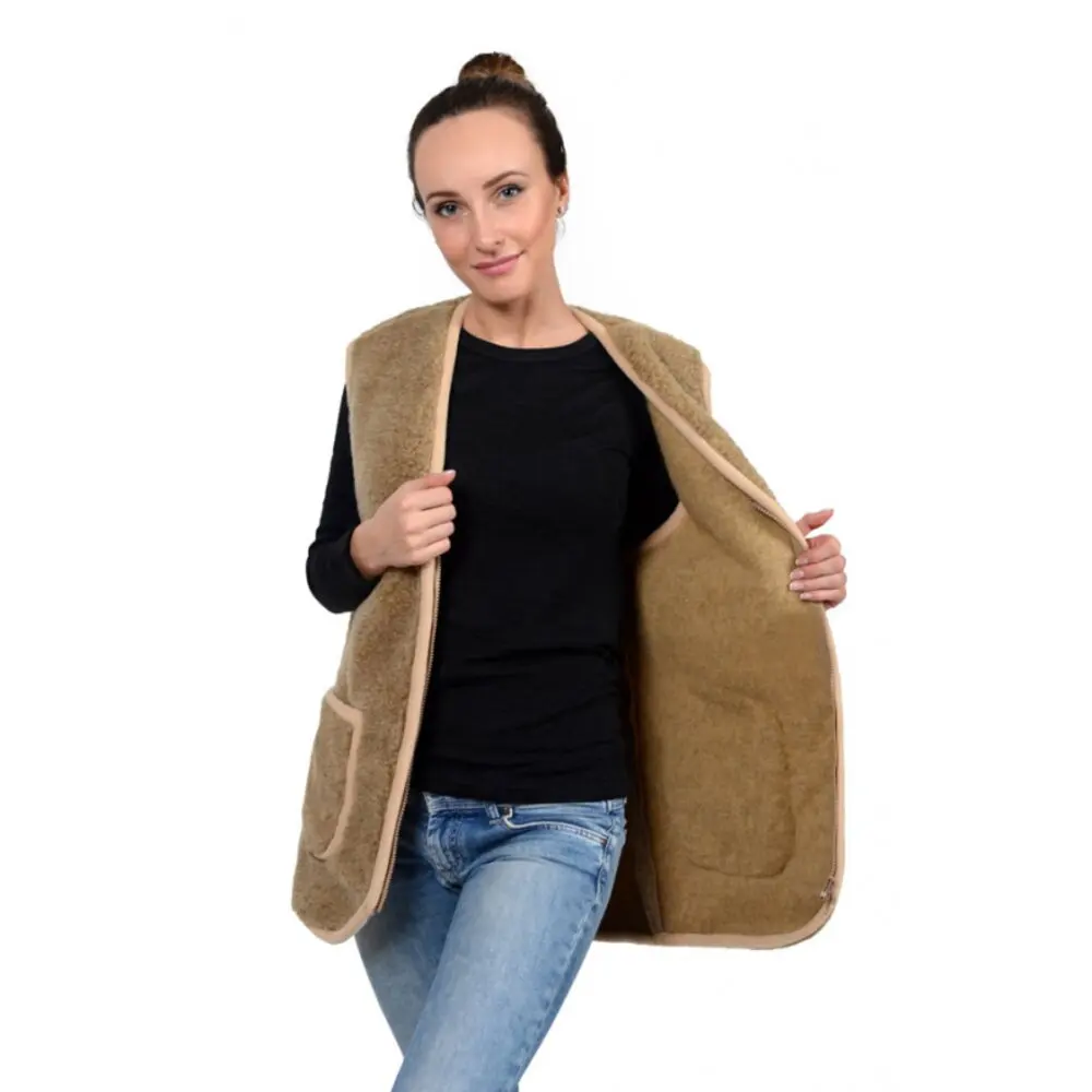 Жилет меховой из верблюжьей шерсти на молнии &quotоднотонный&quot