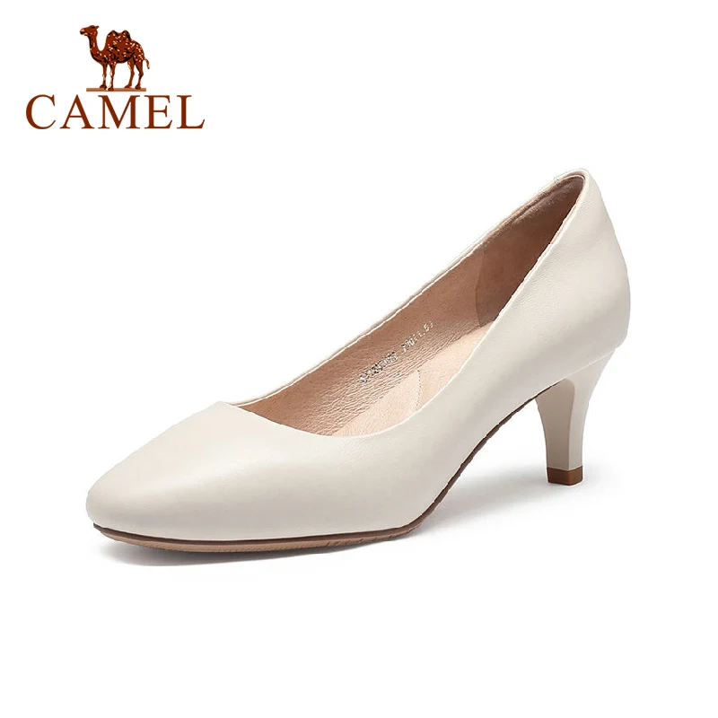 

CAMEL 2021 Spring Summer New Genuine Leather Pumps High Heels Women Shoes Fashion Stiletto 6cm Comfortable Ladies Shoes