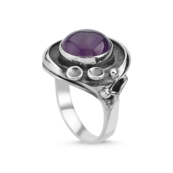 

Silver 925 Sterling Amethyst Stone Handwork Ring