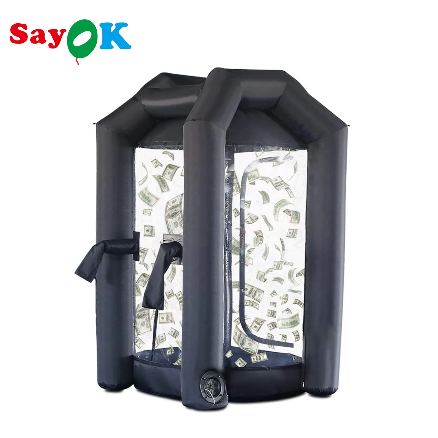 

SAYOK Inflatable Money Machine Booth Inflatable Cash Cube Machine with Air Blower for Event, Promotion(Black)