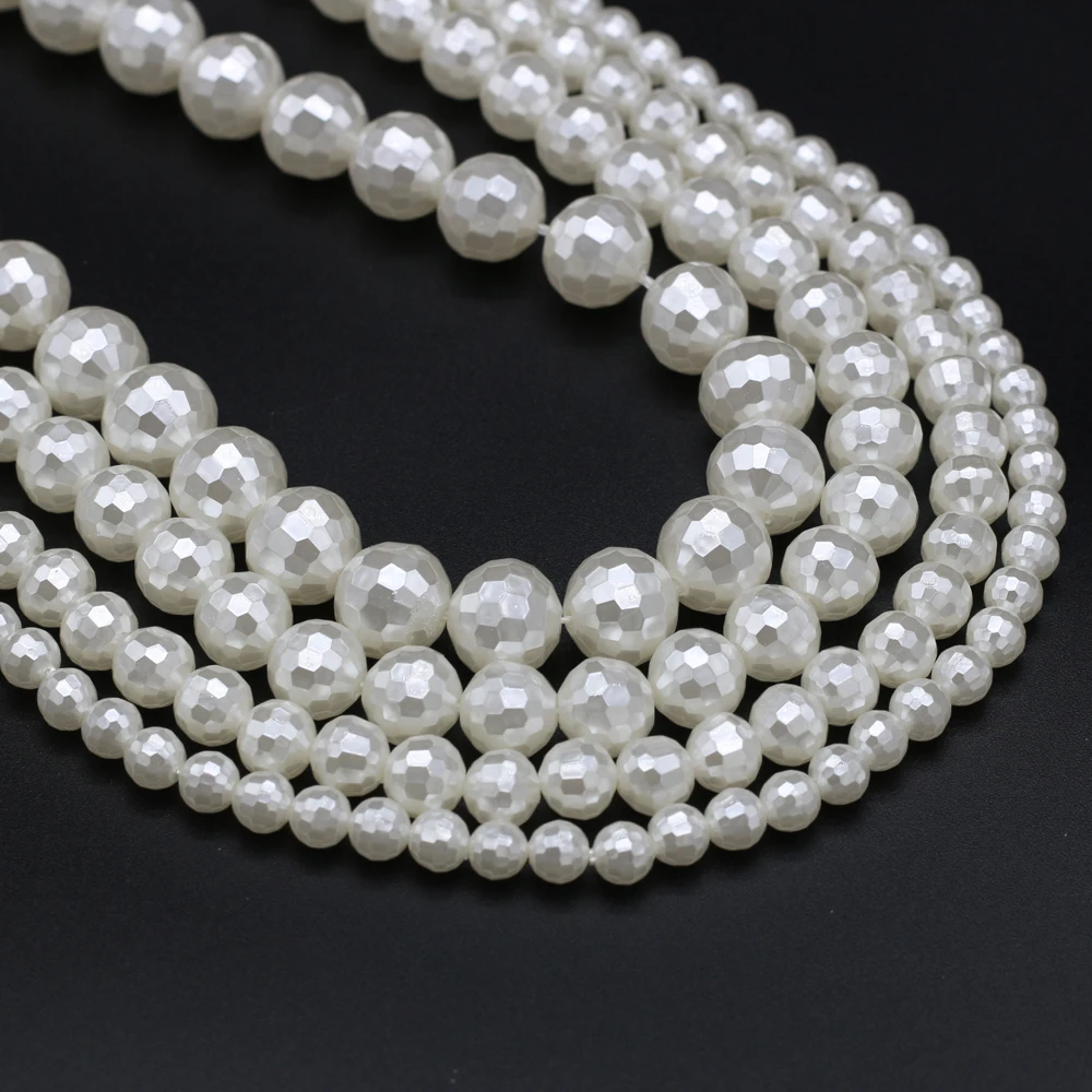 

Natural White Shell Beaded Section Round Shape Shell Loose Beads for Making DIY Jewelry Bracelet Necklace Size 6-12mm