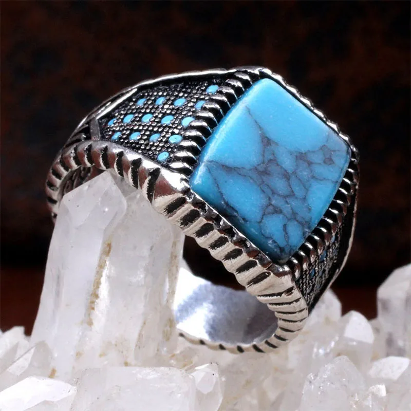 

Handmade turqoiuse stone ring, Man turquoise ring, Turquoise Ring, Silver Handmade Ring