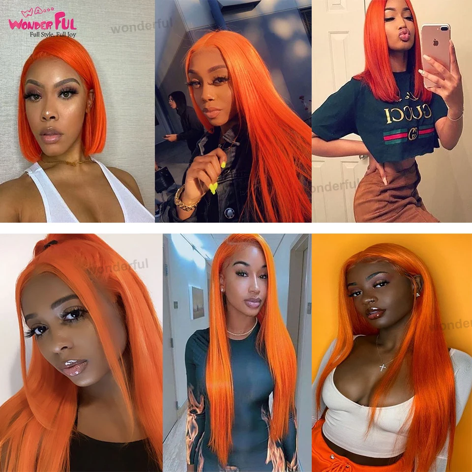 

Wa Wonderful Orange Straight Human Hair Bundles With 4x4Closure 3 Bundles Colored Hair With Closure Brazilian Hair Weave Bundles