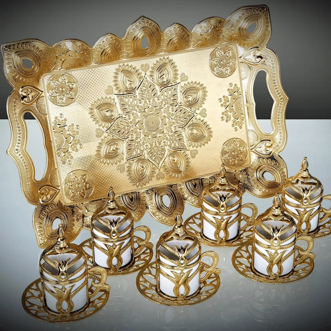 Тюльпан дизайн золотой цвет коллекция 2019 кофейный набор|Чашки и соусницы| |