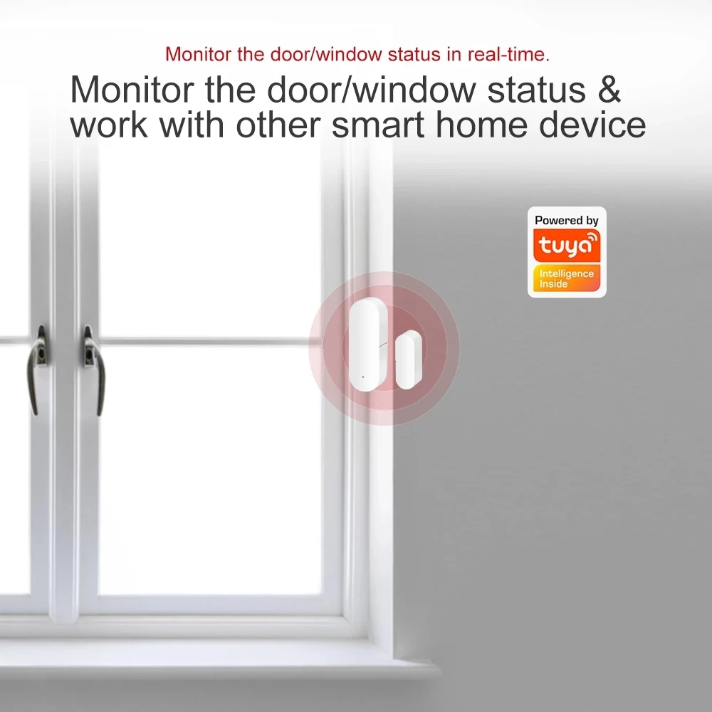 Tuya Smart WiFi Датчик открытия/закрытия двери Детектор Сигнализация для безопасности