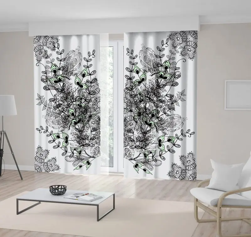 

Curtain Flowers Garden Floral Patterns Nature Medieval Vintage Moroccan Style Artwork Gray Green