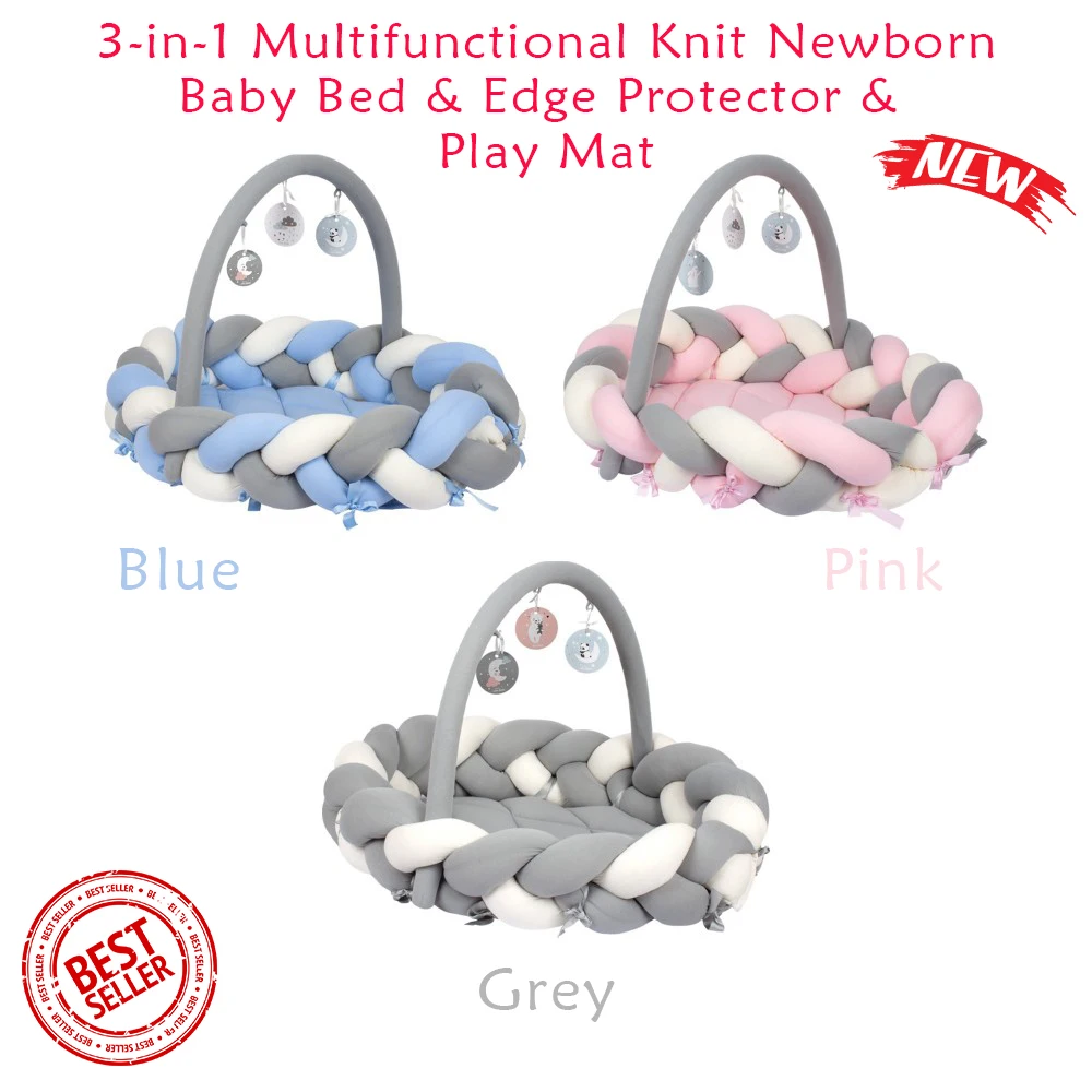 3-in-1 Multifunctional Knit Newborn Baby Bed & Edge Protector & Play Mat Free Shipping From TURKEY