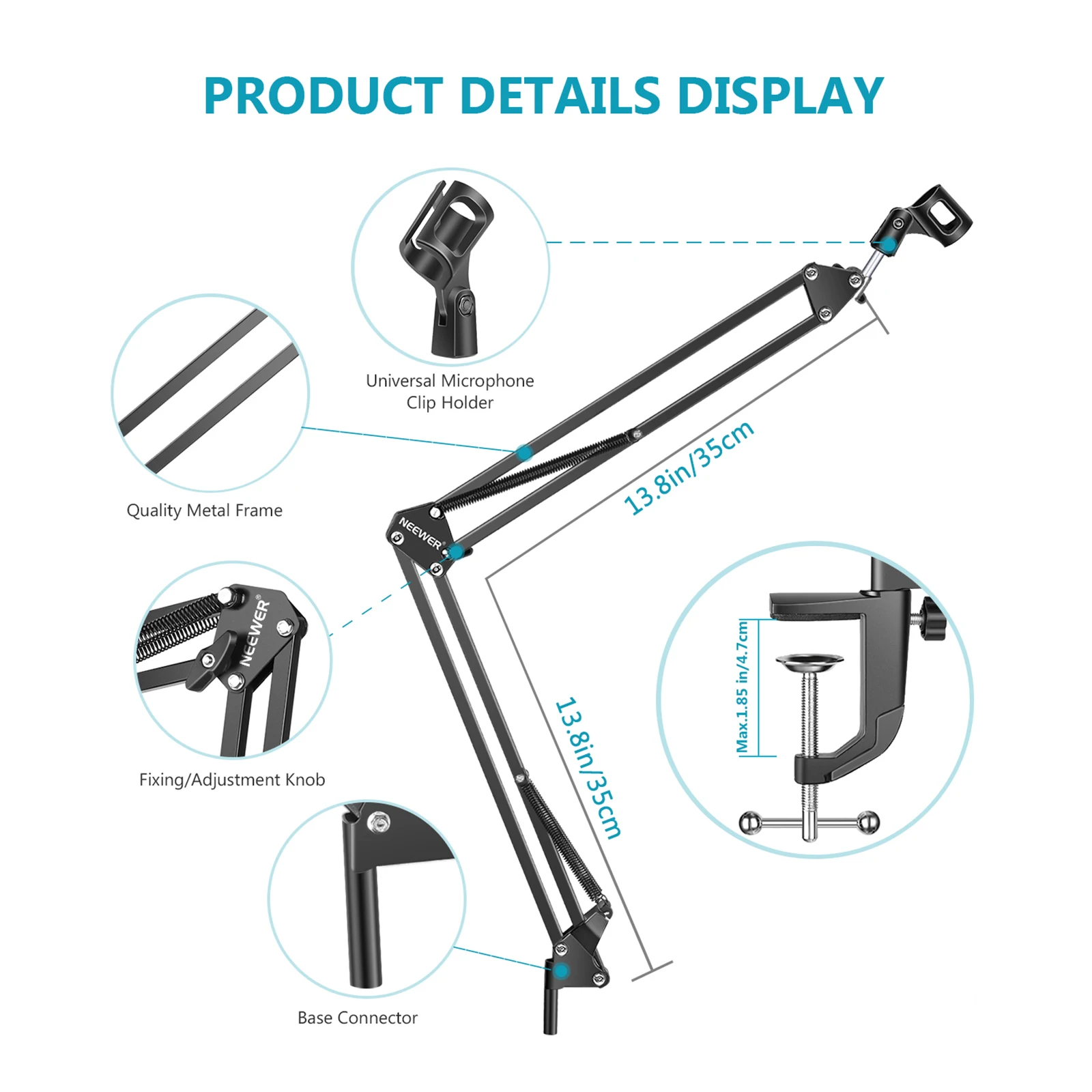 neewer adjustable microphone suspension boom scissor arm stand mic stand for radio and tv stationsfor blue yeti snowball yeti free global shipping