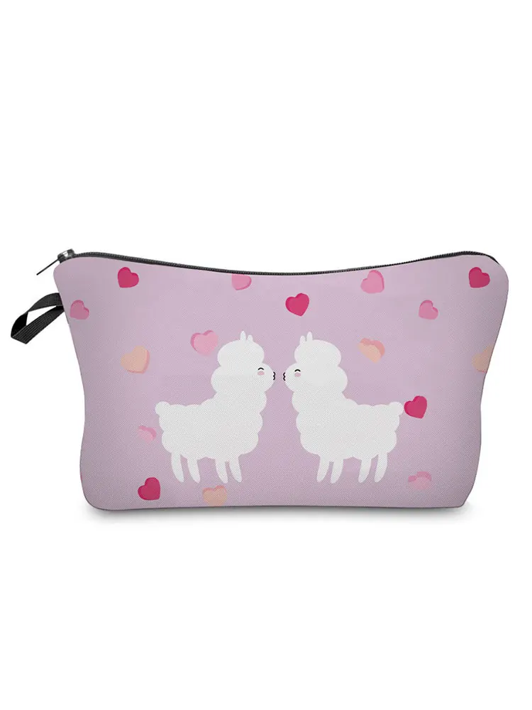 

Hot Sale Sheep In Love Print Makeup Bag Fashion Women Toiletry Bag Sweet High Quality Portable Female Organizer Women's Gift