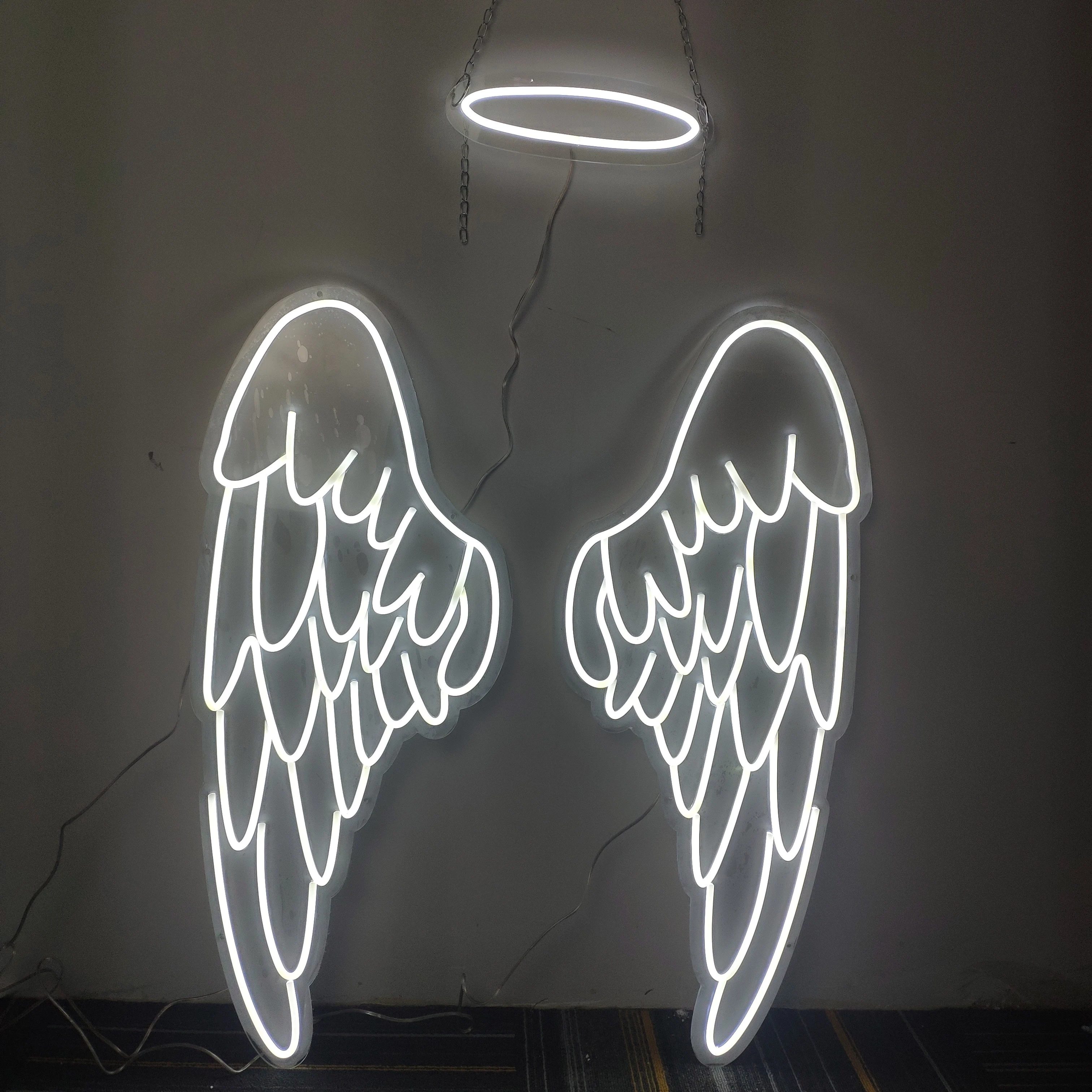 Аngel Wings &amp Halo неоновая вывеска индивидуальная световая для событий вечевечерние